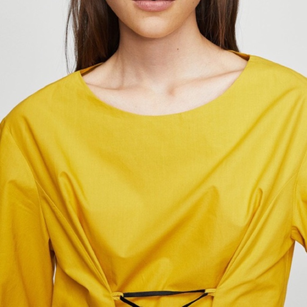 MANGO Yellow Corset Long Sleeves Cotton Blouse - Picture 5 of 7